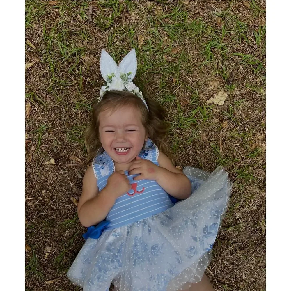 Eleina May & Co. White Easter Bunny Floral Headband